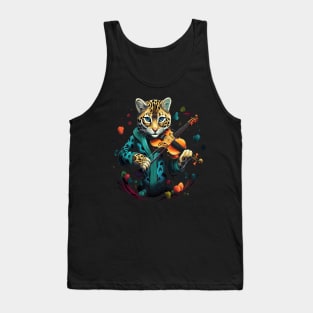 Ocelot Playing Violin Tank Top